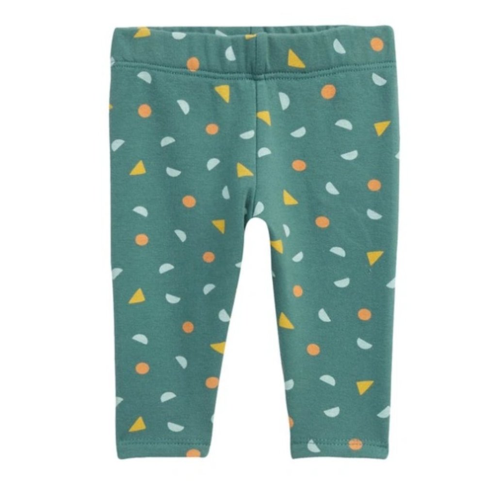Open Edit Babies' Printed Cotton Blend Leggings In Teal Needle Fun Geo 18M NWT